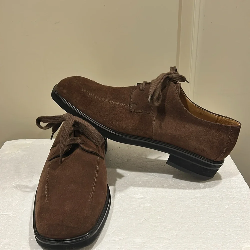 Bally Oxfords Griot suede LaceUp square toe dress shoes Made in Italy size 10.5